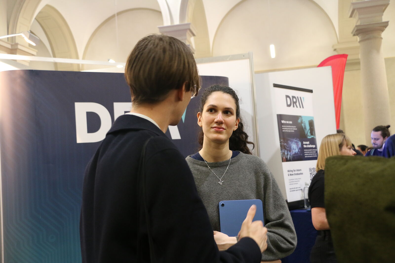 Students at a booth