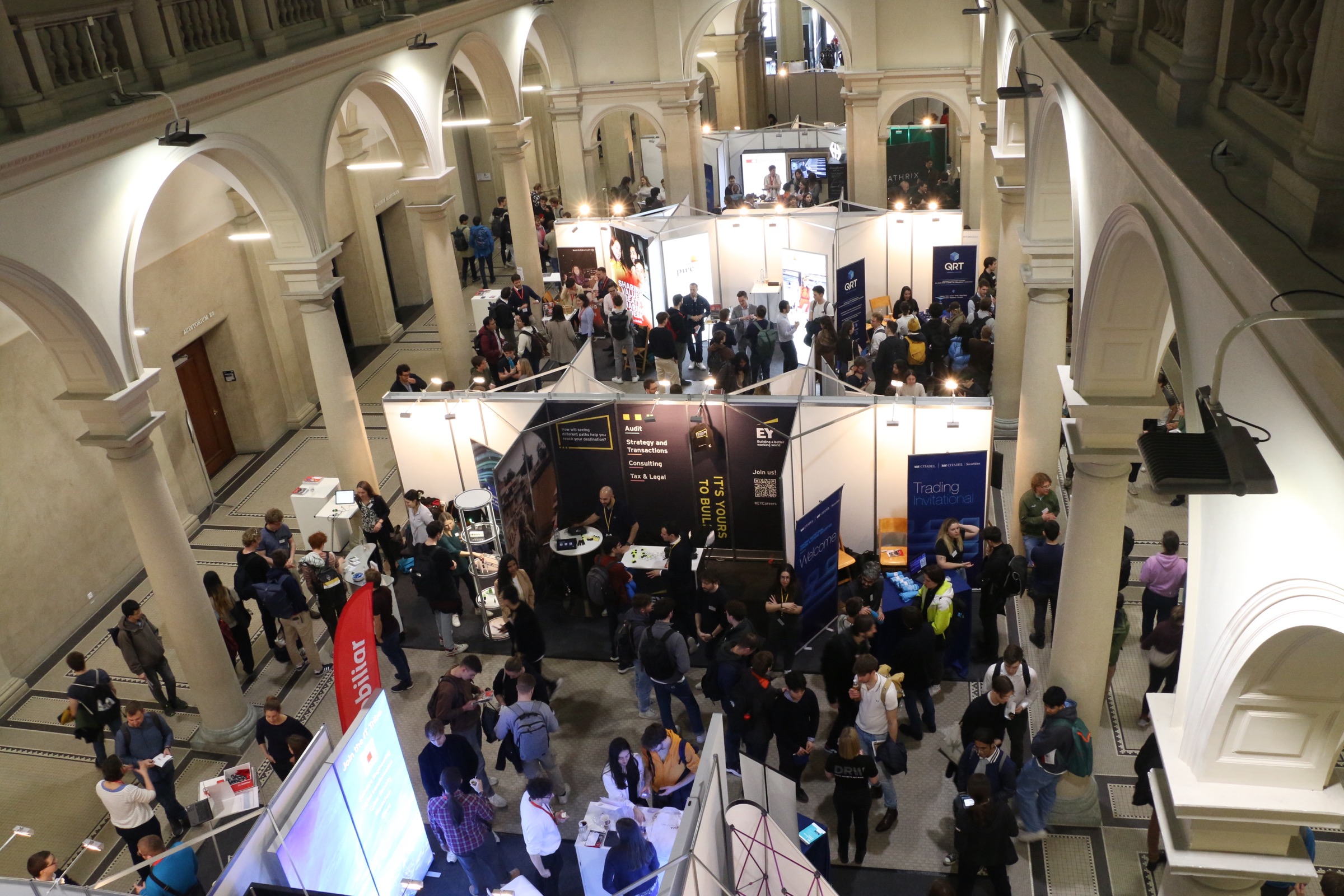 The main hall full of booths and students